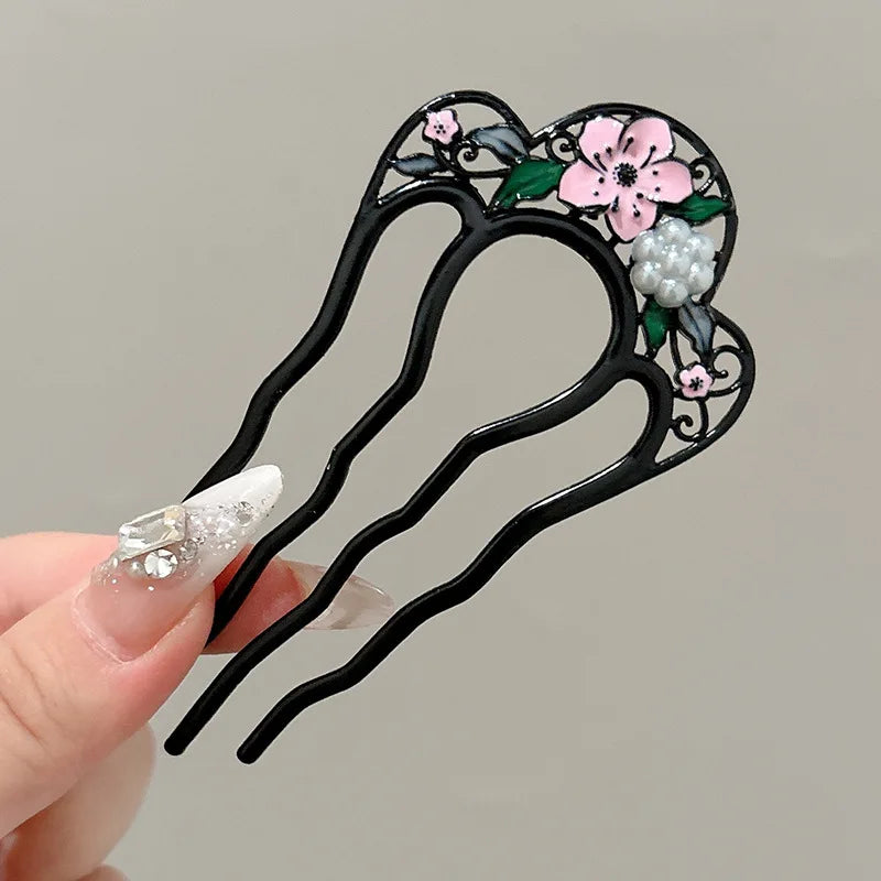 Elegance Pearl & Floral Hairpin