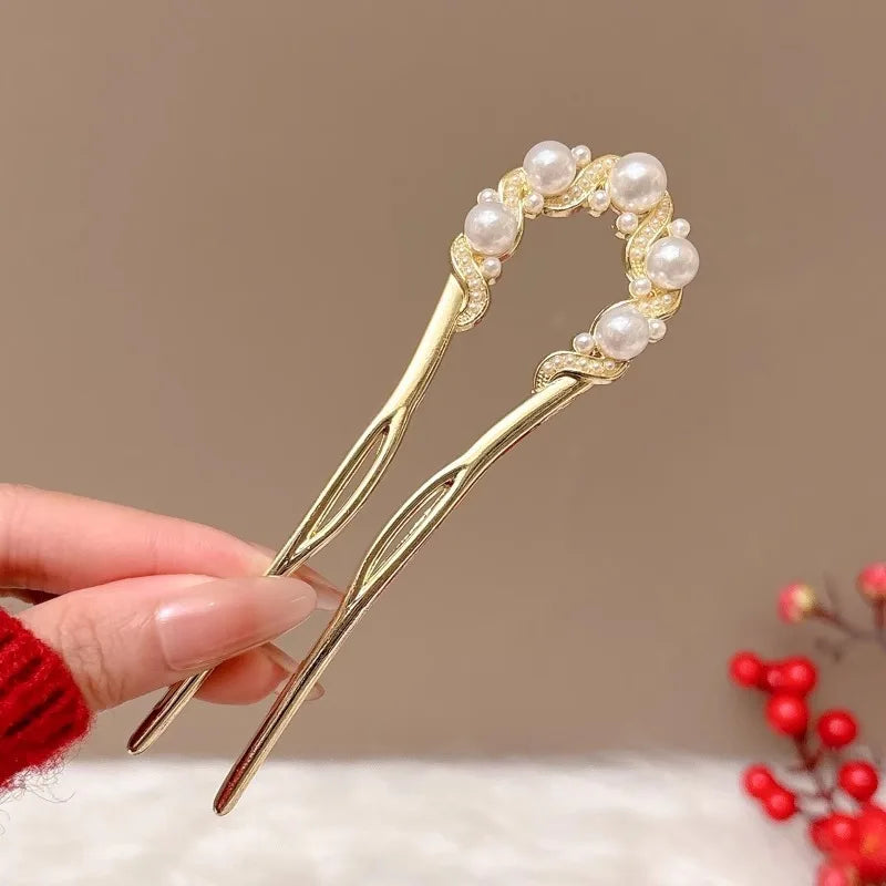 Elegance Pearl & Floral Hairpin