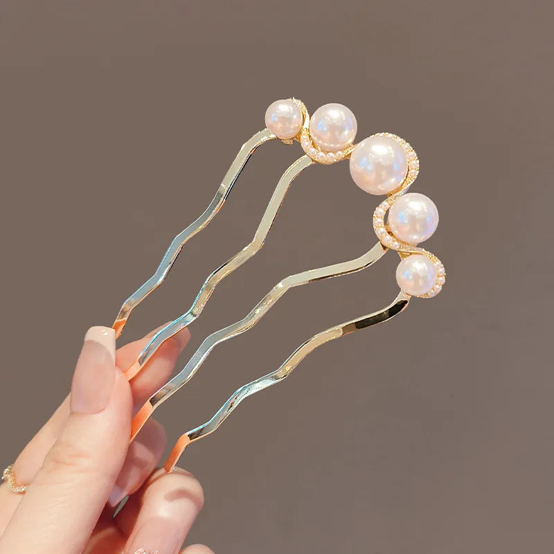 Elegance Pearl & Floral Hairpin