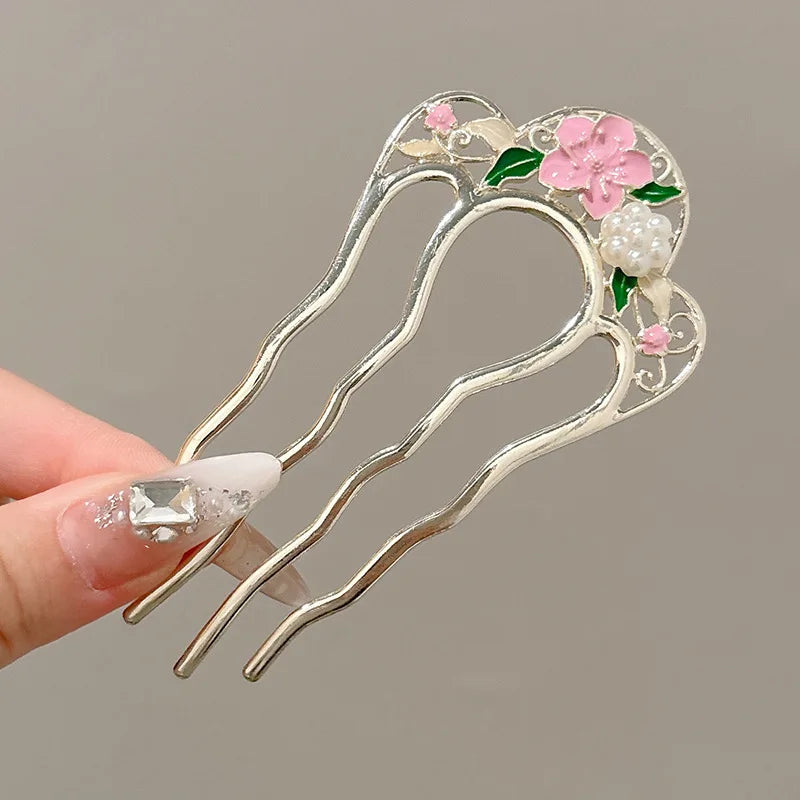Elegance Pearl & Floral Hairpin